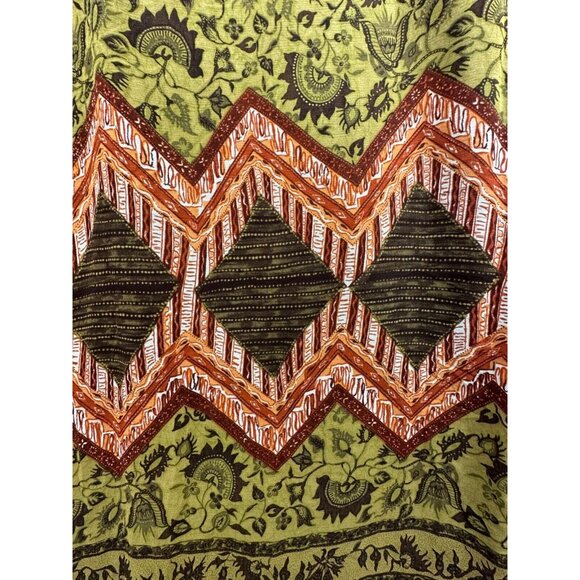 Vintage RJ Collection Dress Sz 12 Olive Green Brown Maxi Floral Boho FairyGrunge - Picture 3 of 9